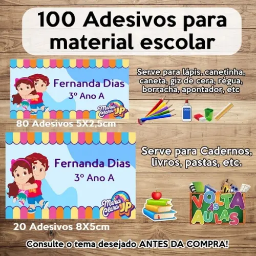 Kit Adesivo Escolar Maria Clara e Jp