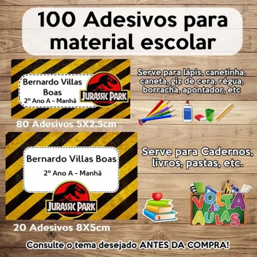 Kit Adesivo Escolar Jurassic Park