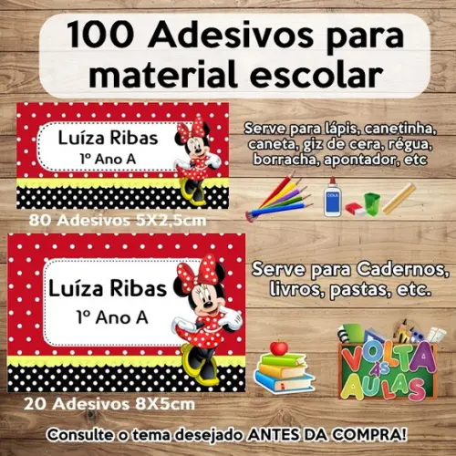 Kit Adesivo Escolar Minnie