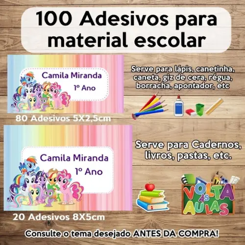 Kit Adesivo Escolar My Little Pony