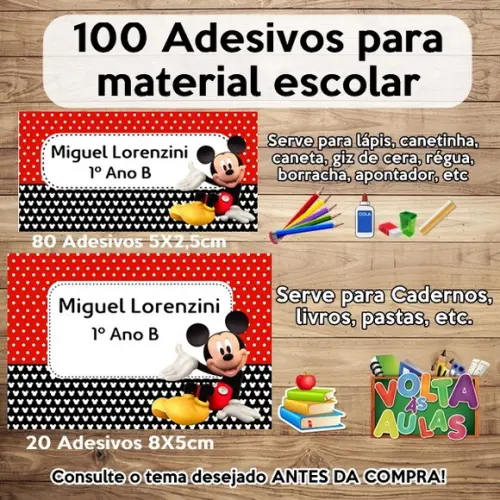 Kit Adesivo Escolar Mickey