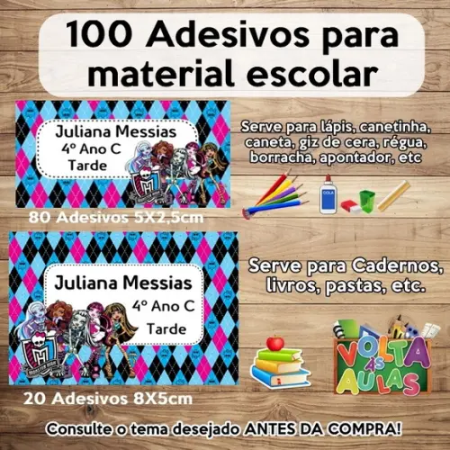 Kit Adesivo Escolar Monster High