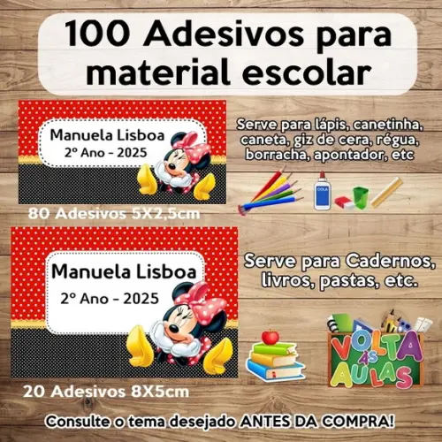 Kit Adesivo Escolar Minnie