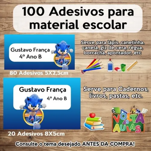 Kit Adesivo Escolar Sonic