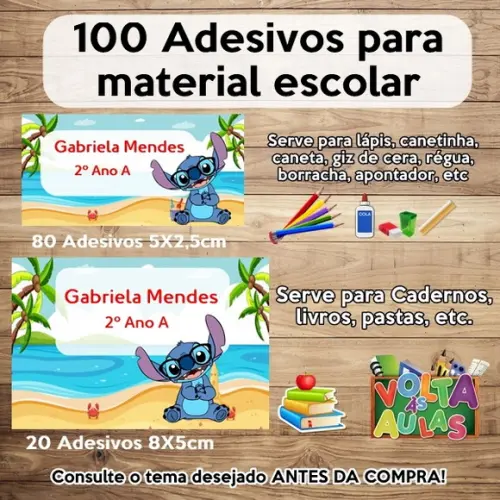 Kit Adesivo Escolar Stitch