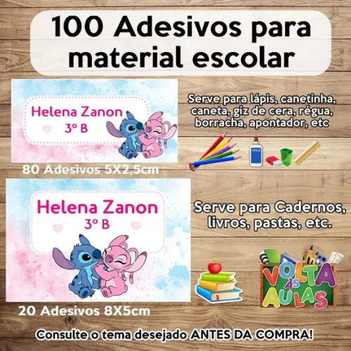 Kit Adesivo Escolar Stitch e Angel