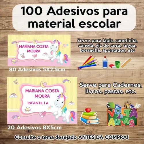 Kit Adesivo Escolar Unicórnio