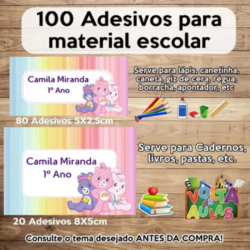Kit Adesivo Escolar Ursinhos Carinhosos
