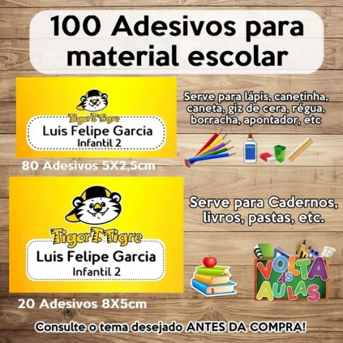 Kit Adesivo Escolar Tigor