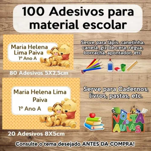Kit Adesivo Escolar Ursinho Pooh