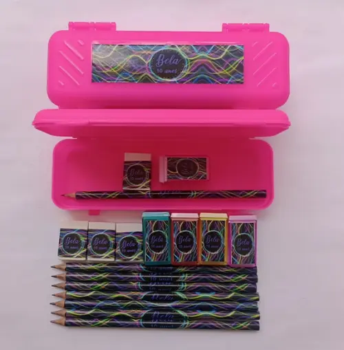 Kit Escolar com Estojo Festa Neon Personalizado
