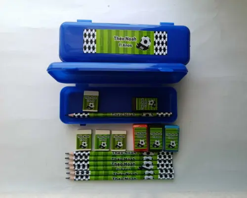 Kit Escolar com Estojo Futebol