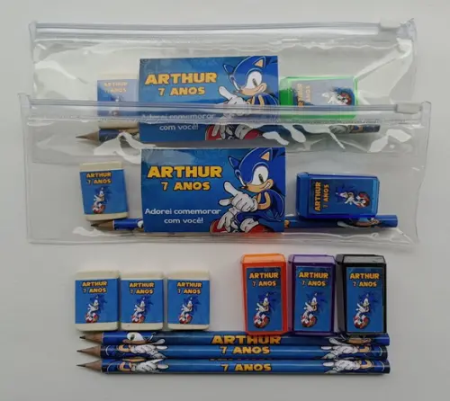 Kit Escolar Personalizado com Estojo Sonic