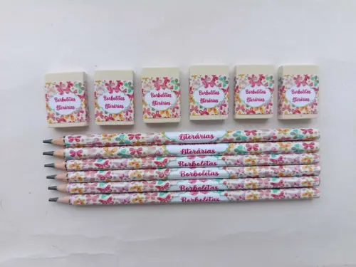 Kit Lápis com Borracha Borboletas