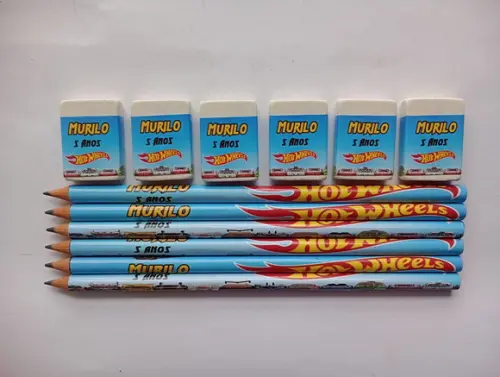 Kit Lápis com Borracha Hotwheels
