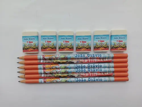 Kit Lápis com Borracha Hotwheels