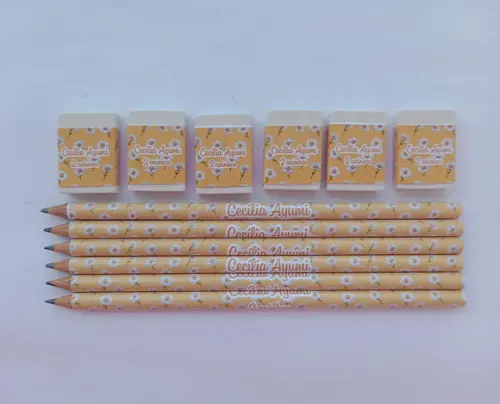 Kit Lápis com Borracha Margaridas