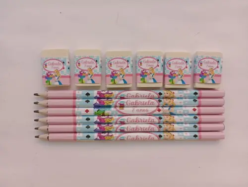 Kit Lápis com Borracha Personalizada Alice