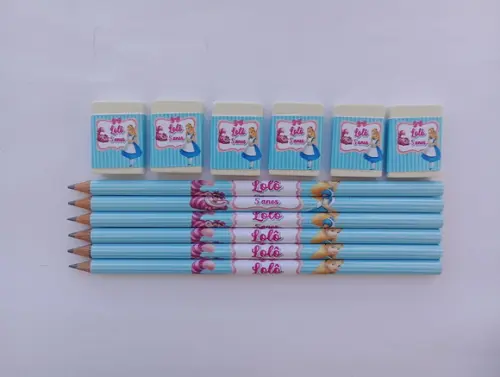Kit Lápis com Borracha Personalizada Alice