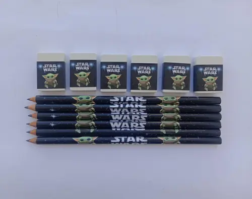 Kit Lápis com Borracha Personalizada Baby Yoda