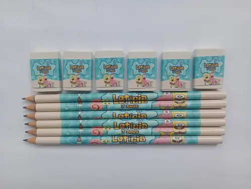 Kit Lápis com Borracha Personalizada Bob Esponja