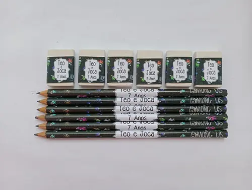 Kit Lápis com Borracha Personalizada Among Us