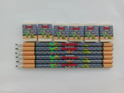 Kit Lápis com Borracha Personalizada Brawl Stars