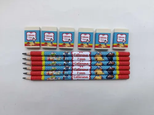 Kit Lápis com Borracha Personalizada Branca de Neve