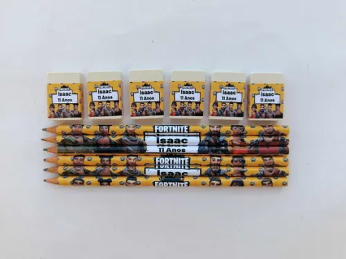 Kit Lápis com Borracha Personalizada Fortnite