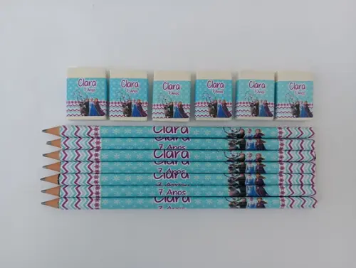 Kit Lápis com Borracha Personalizada Frozen