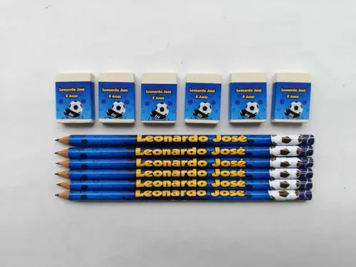 Kit Lápis com Borracha Personalizada Futebol