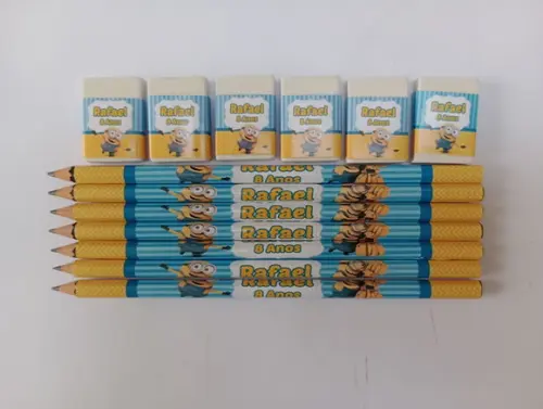 Kit Lápis com Borracha Personalizada Minions