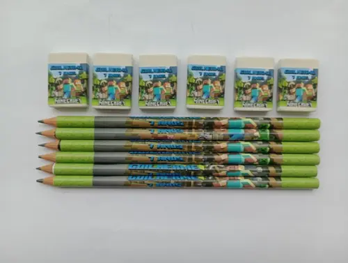 Kit Lápis com Borracha Personalizada Minecraft