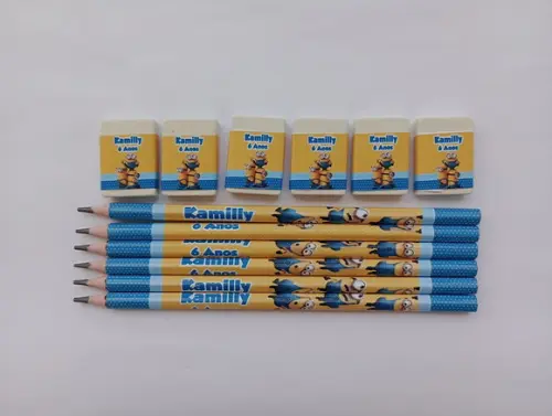 Kit Lápis com Borracha Personalizada Minions