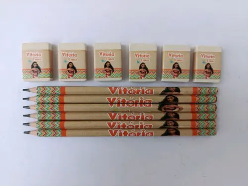 Kit Lápis com Borracha Personalizada Moana
