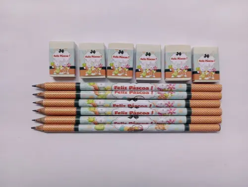 Kit Lápis com Borracha Personalizada Páscoa