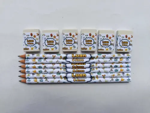 Kit Lápis com Borracha Personalizada Pokemon