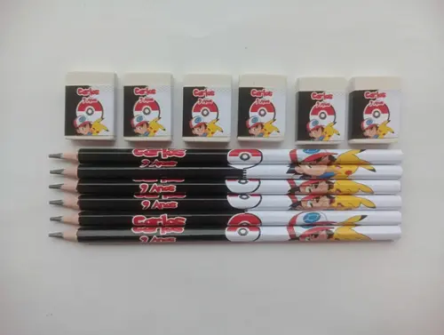 Kit Lápis com Borracha Personalizada Pokemon