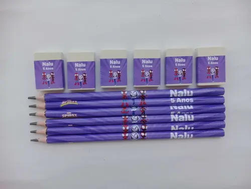 Kit Lápis com Borracha Personalizada Spidey Menina