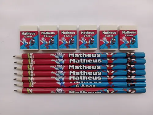 Kit Lápis com Borracha Personalizada Spidey