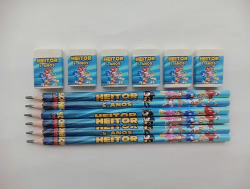 Kit Lápis com Borracha Personalizada Sonic