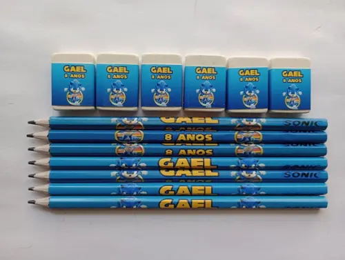 Kit Lápis com Borracha Personalizada Sonic