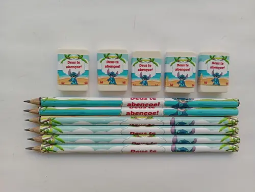 Kit Lápis com Borracha Personalizada Stitch