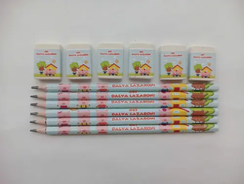 Kit Lápis com Borracha Personalizada Três Porquinhos