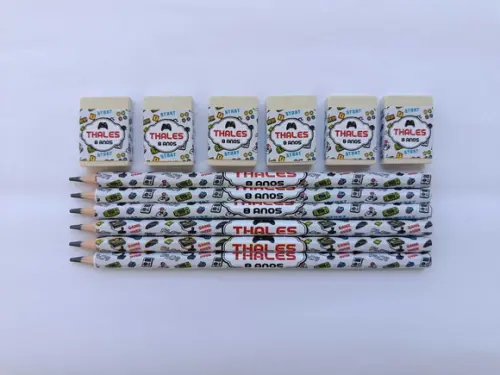 Kit Lápis com Borracha Videogame