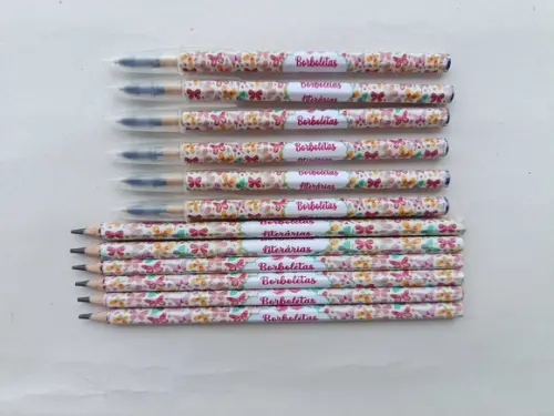 Kit Lápis com Caneta Borboletas