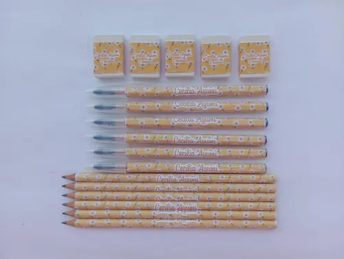 Kit Lápis com Caneta e Borracha Margaridas