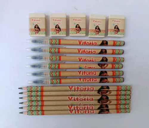 Kit Lápis com Caneta e Borracha Moana