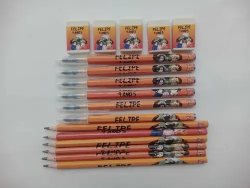 Kit Lápis com Caneta e Borracha Naruto