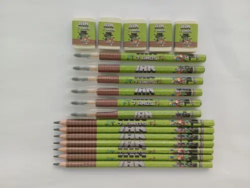 Kit Lápis com Caneta e Borracha Personalizado Minecraft